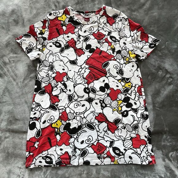 Zara x Peanuts Tshirt Mini Dress Cotton Short Sleeve Snoopy Womens Large - Picture 2 of 11